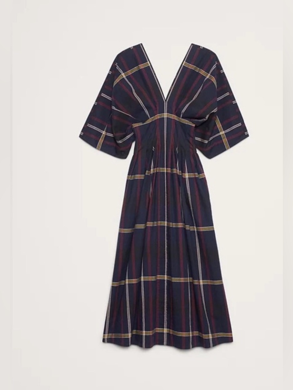 BANANA REPUBLIC PLAID PLEATED COTTON MAXI DRESS - Picture 3 of 8